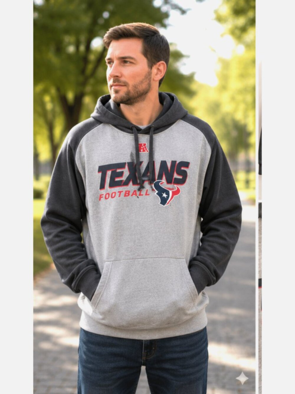 Houston Texans NFL Team Apparel Hoodie Men’s Large Gray Pullover Sweatshirt